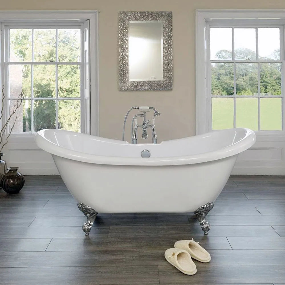 Vasca da bagno freestanding classica 175x72 con Piedini cromo a zampa daquila regolabili Elizabeth
