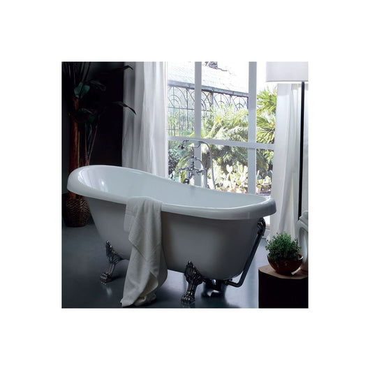 Vasca da bagno stile retrò con piedini astoria, finitura bn - bianco interno e nero esterno