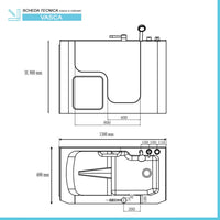 Vasca da bagno per anziani 130x90 sportello con apertura esterna a destra