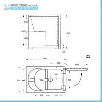 Vasca da bagno per disabili 101x72x100 porta con apertura a destra