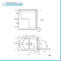 Vasca da bagno per disabili 101x72x100 porta con apertura a sinistra
