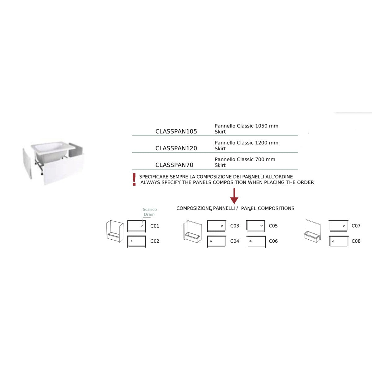 Vasca da bagno rettangolare pega in acrilico sanitario bianco, dimensioni 120x70, tipologia vasca solo giscio altre