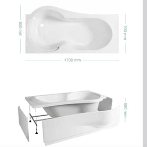 Vasca da bagno star 170x70cm h550cm, tipologia vasca vasca completa bianca (guscio + telaio + pannelli) con idro sistem