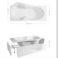 Vasca da bagno star 170x70cm h550cm, tipologia vasca vasca completa bianca (guscio + telaio + pannelli) con idro tecno