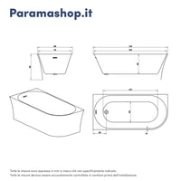 Vasca da bagno a muro 170cm bianco lucido LATO SINISTRO Mod. Olimpia