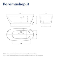Vasca da bagno freestanding 180 cm acrilico bianco lucido centro stanza | Margherita  