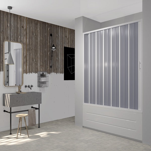 Porta vasca a soffietto in PVC per vasca nicchia 150 cm con apertura laterale MORENA Bianco