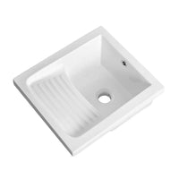 Vasca lavatoio 45x50 cm in ceramica lucida con strofinatoio integrato