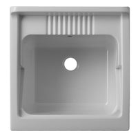 Vasca lavatoio 50x50 cm in resina bianca con pre fori per rubinetto