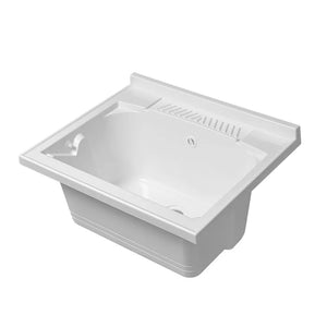 Vasca lavatoio 60x45 cm in resina bianca con pre fori per rubinetto