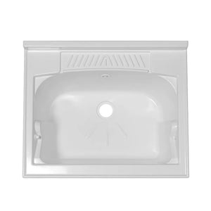 Vasca lavatoio 60x45 cm in resina bianca con pre fori per rubinetto
