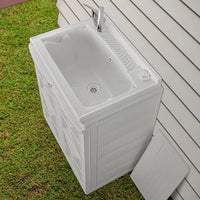 Vasca lavatoio 60x45 cm in resina bianca con pre fori per rubinetto