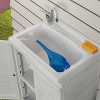 Vasca lavatoio 60x45 cm in resina bianca con pre fori per rubinetto