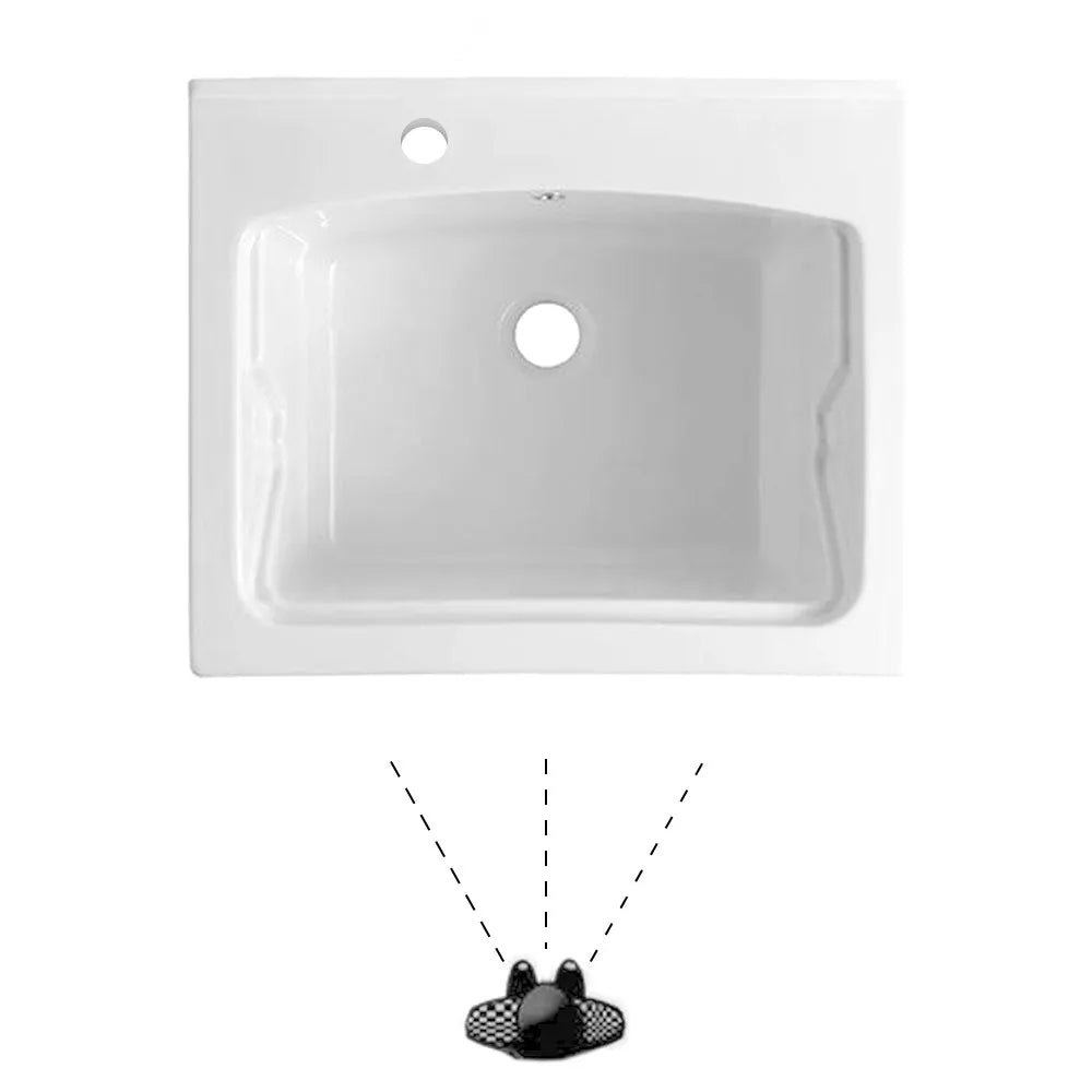 Vasca lavatoio 60x50 cm in ceramica bianca con foro rubinetto a sinistra