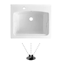 Vasca lavatoio 60x50 cm in ceramica bianca con foro rubinetto a sinistra