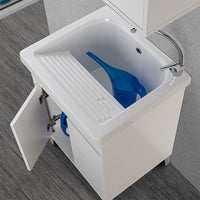 Vasca lavatoio 60x50 cm in ceramica lucida con strofinatoio integrato