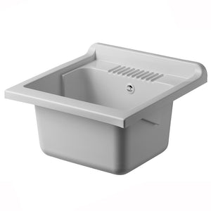 Vasca lavatoio 60x60 cm in resina bianca con pre fori per rubinetto