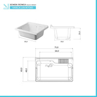 Vasca lavatoio 75x60 cm in resina bianca da installare da incasso