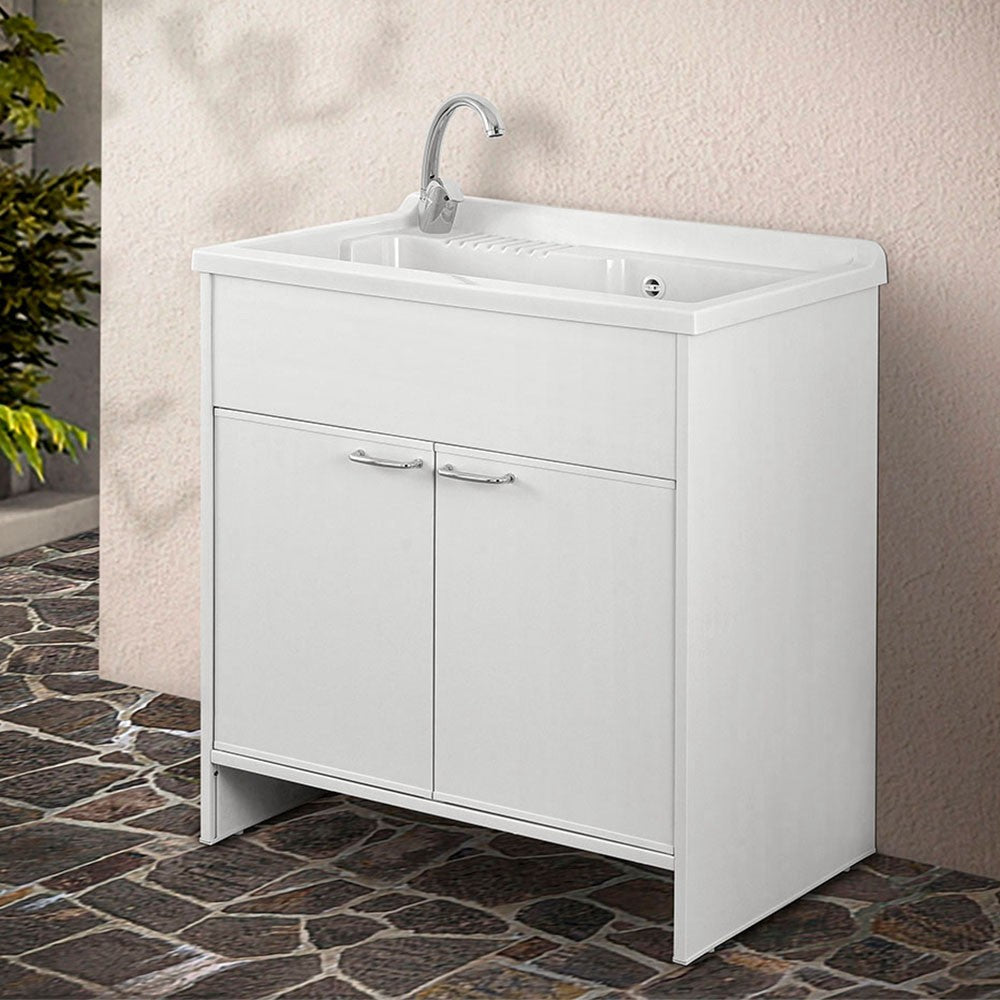 Vasca lavatoio 80x50 cm in resina bianca da installare da incasso