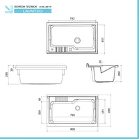 Vasca lavatoio 80x50 cm in resina bianca da installare da incasso