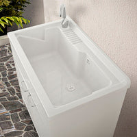 Vasca lavatoio 80x50 cm in resina bianca da installare da incasso