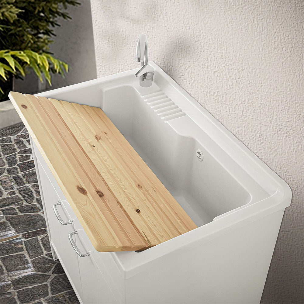 Vasca lavatoio 80x50 cm in resina bianca da installare da incasso