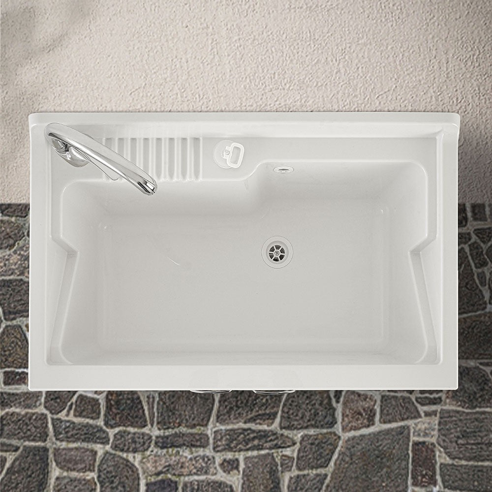 Vasca lavatoio 80x50 cm in resina bianca da installare da incasso