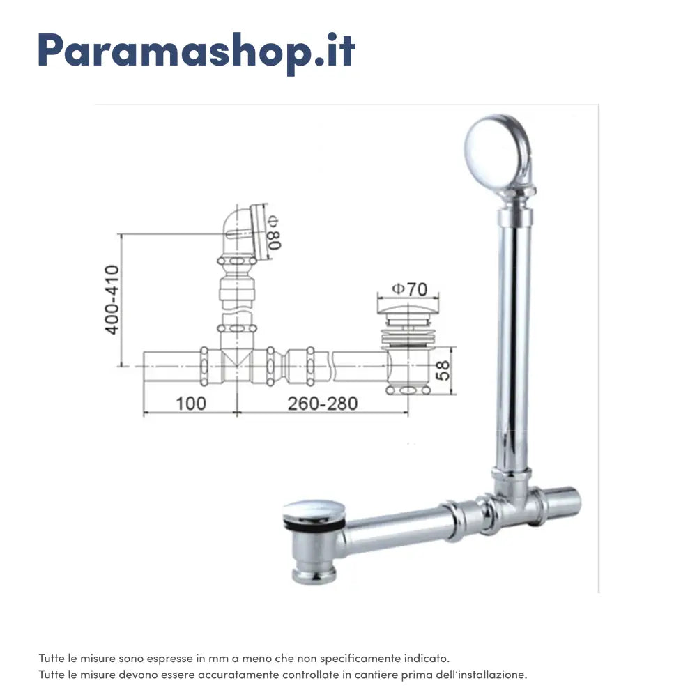 Vasca da bagno freestanding 176cm nero lucido piedi cromati Mod. Vittoria