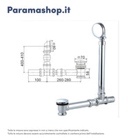 Vasca da bagno freestanding 176cm nero lucido piedi cromati Mod. Vittoria