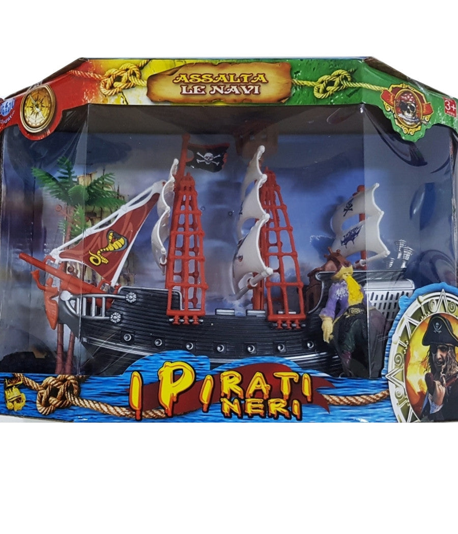 Vascello Galeone Pirati Neri Nave Barca Assalta Teschio Acqua Gioco Mare Bimbo         