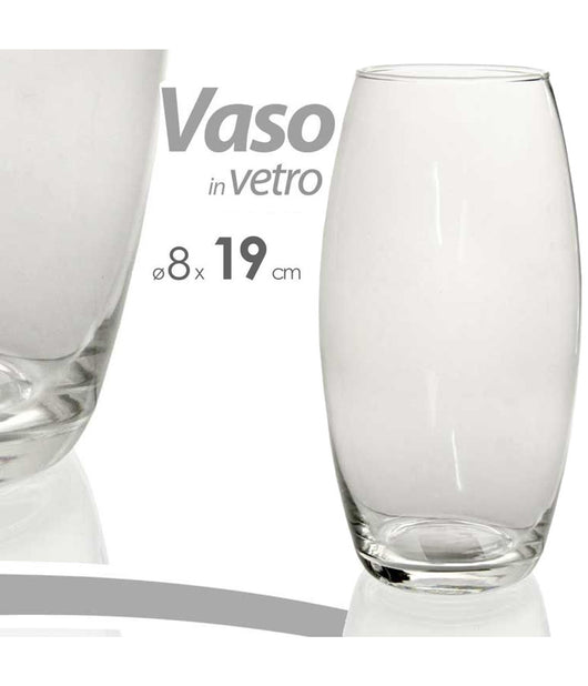 Vaso 19x8cm In Vetro Trasparente Elegante Per Fiori Piante Decorazione Arredo         