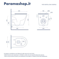 Vaso sospeso rimless in ceramica bianco lucido con sedile soft-close | Barcellona