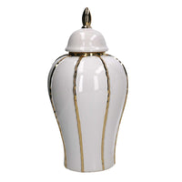 Vaso ceramica con coperchio oro bianco cm ø21h41,5