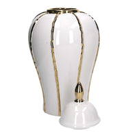 Vaso ceramica con coperchio oro bianco cm ø21h41,5