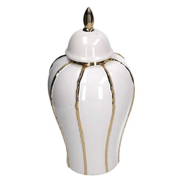 Vaso ceramica con coperchio oro bianco cm ø21h41,5