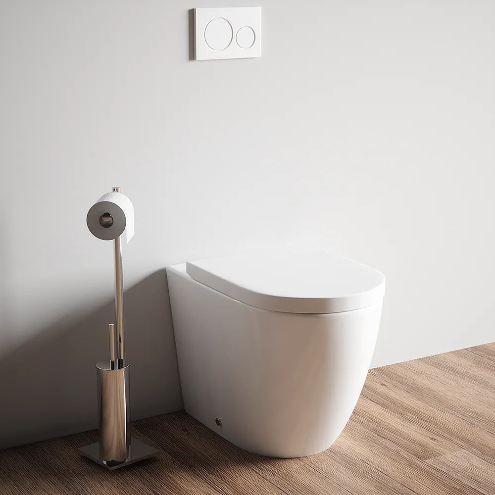 Vaso filo muro in ceramica bianca con sedile copri-wc softclose in UF | Roma