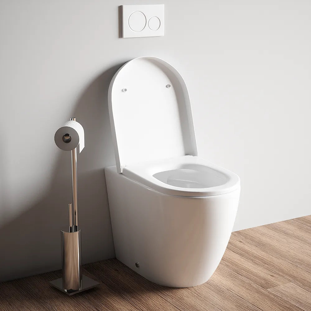 Vaso filo muro in ceramica bianca con sedile copri-wc softclose in UF | Roma