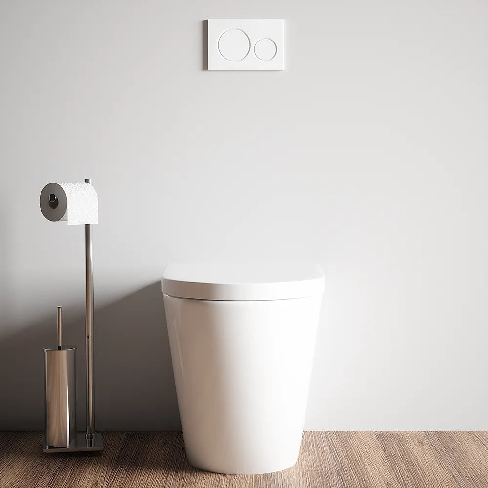 Vaso filo muro in ceramica bianca con sedile copri-wc softclose in UF | Roma