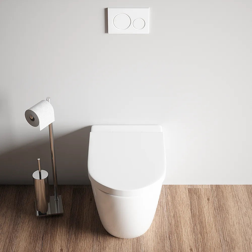 Vaso filo muro in ceramica bianca con sedile copri-wc softclose in UF | Roma