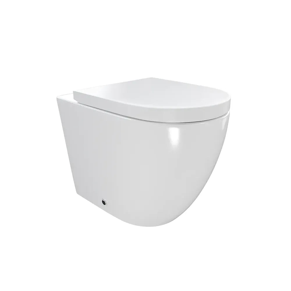 Vaso filo muro in ceramica bianca con sedile copri-wc softclose in UF | Roma