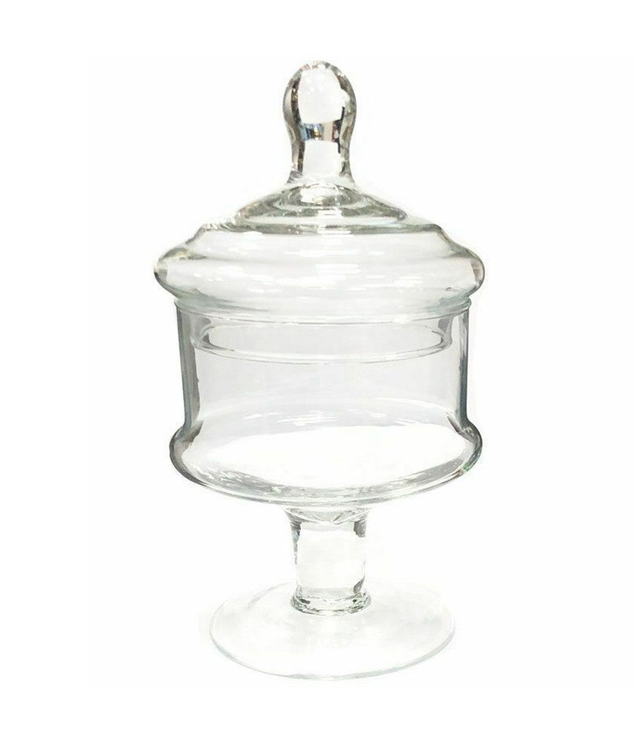 Vaso Con Coperchio Ampolla Alzatina Biscottiera Per Confettata Vetro 23 Cm         