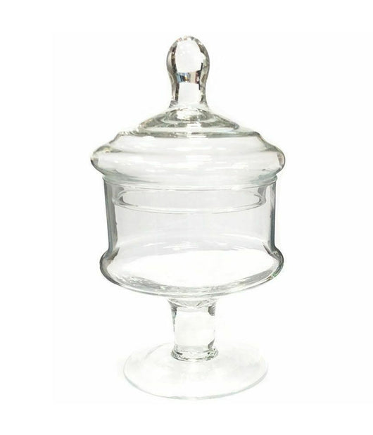 Vaso Con Coperchio Ampolla Alzatina Biscottiera Per Confettata Vetro 23 Cm         
