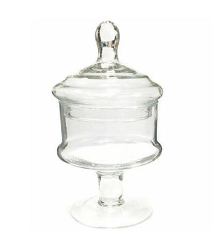 Vaso Con Coperchio Ampolla Alzatina Biscottiera Per Confettata Vetro 23 Cm         