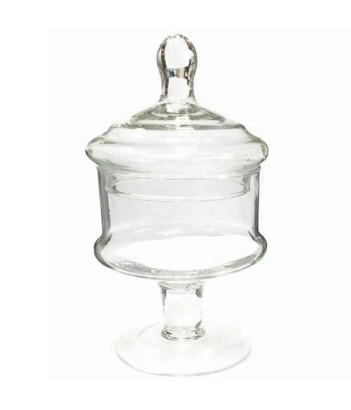 Vaso Con Coperchio Ampolla Alzatina Biscottiera Per Confettata Vetro 23 Cm         