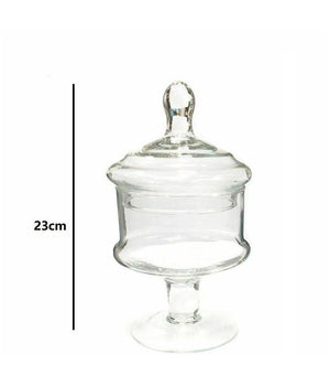 Vaso Con Coperchio Ampolla Alzatina Biscottiera Per Confettata Vetro 28cm         