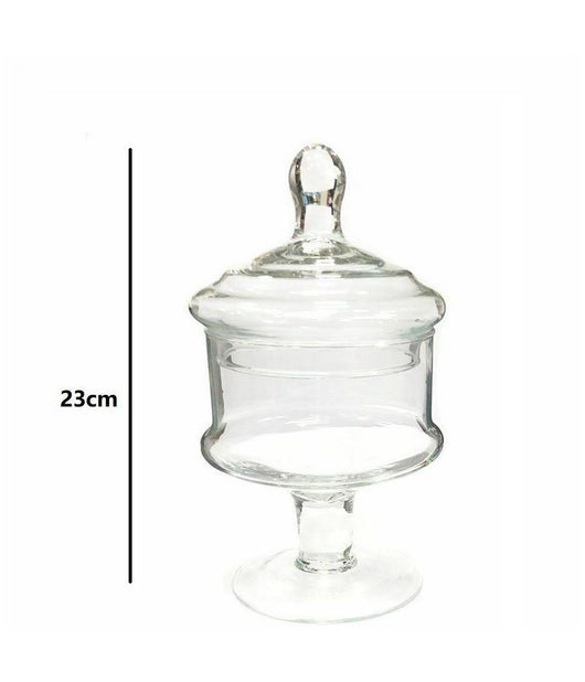 Vaso Con Coperchio Ampolla Alzatina Biscottiera Per Confettata Vetro 28cm         