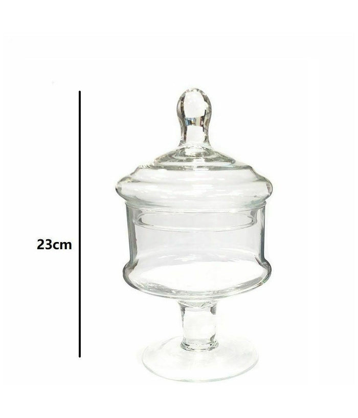 Vaso Con Coperchio Ampolla Alzatina Biscottiera Per Confettata Vetro 28cm         
