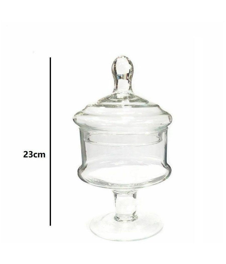 Vaso Con Coperchio Ampolla Alzatina Biscottiera Per Confettata Vetro 28cm         