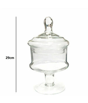 Vaso Con Coperchio Ampolla Alzatina Biscottiera Per Confettata Vetro 29cm         