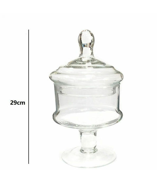 Vaso Con Coperchio Ampolla Alzatina Biscottiera Per Confettata Vetro 29cm         